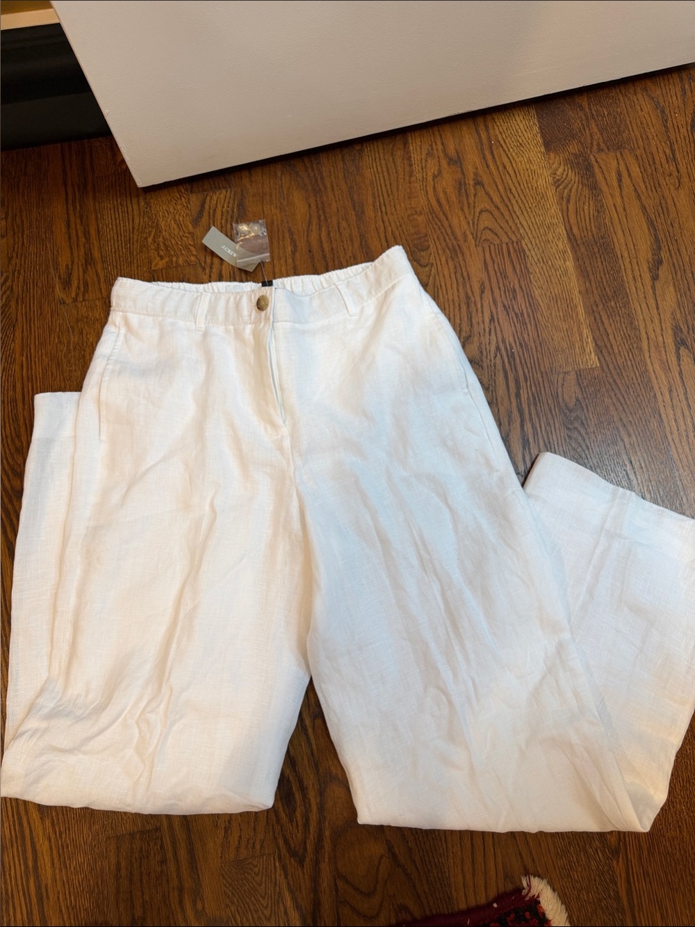 J Crew Women’s White Linen Wide-Leg Jeans - Relaxed Summer Style Small New